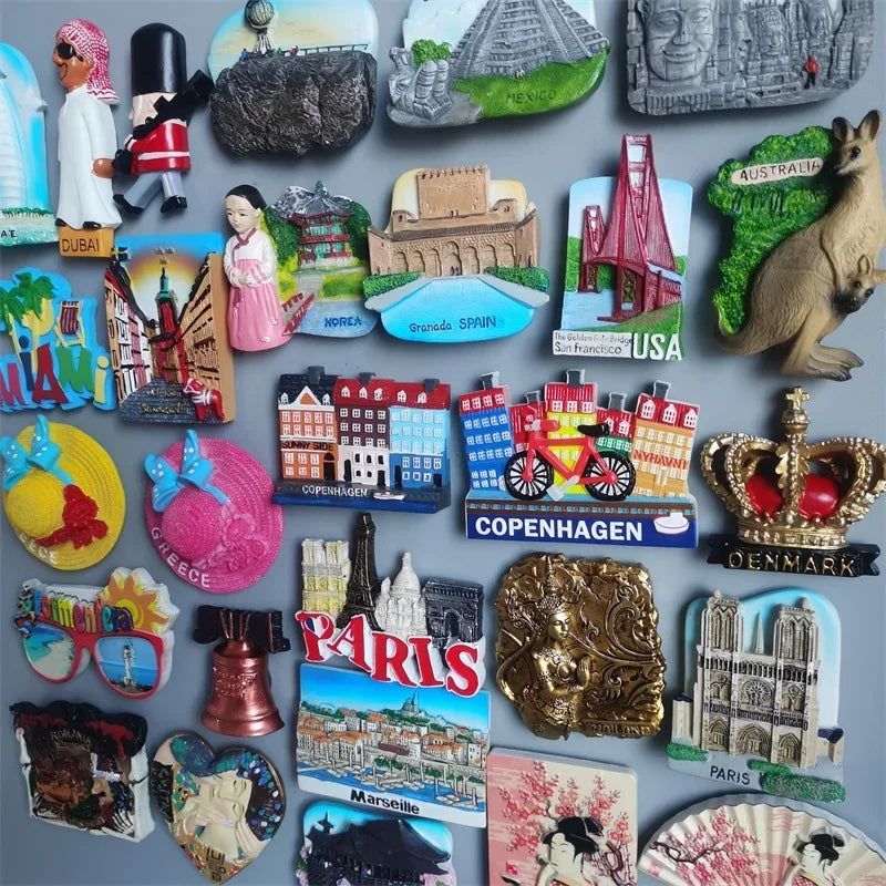 Fridge Magnets Japan Dubai Miami USA Norway British Curacao Cambodia Greece Australia Denmark Home Decor Tourist Souvenir Gifts - Grand Goldman