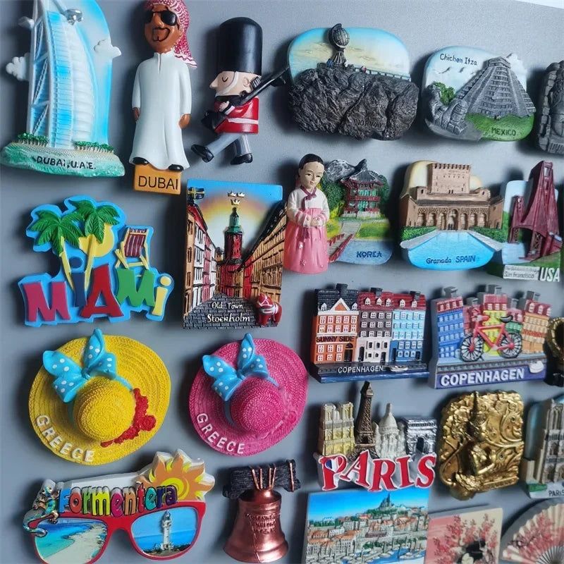 Fridge Magnets Japan Dubai Miami USA Norway British Curacao Cambodia Greece Australia Denmark Home Decor Tourist Souvenir Gifts - Grand Goldman