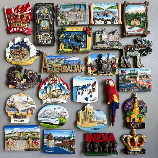 Fridge Magnets Middle East Tourist Souvenir Budva USA Marseille Slovakia Ireland Turkey Thailand Finland QATAR Canada Denmark Panama - Grand Goldman