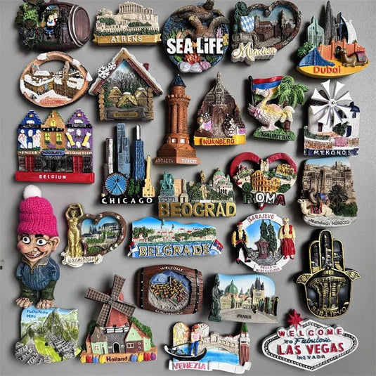 Fridge Magnets Norway USAGreece Germany Turkey Serbia Luxembourg Sarajevo Budva Holland Roma Morocco Germany Tourist Souvenir - Grand Goldman