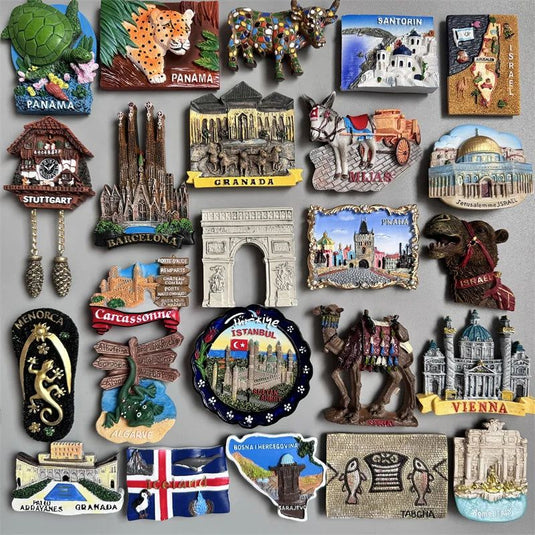 Fridge Magnets Panama Stuttgart Germany Barcelona Granada Santorin Algarve Istanbul Syria ICELAND Bosnia Switzerland Souvenir - Grand Goldman