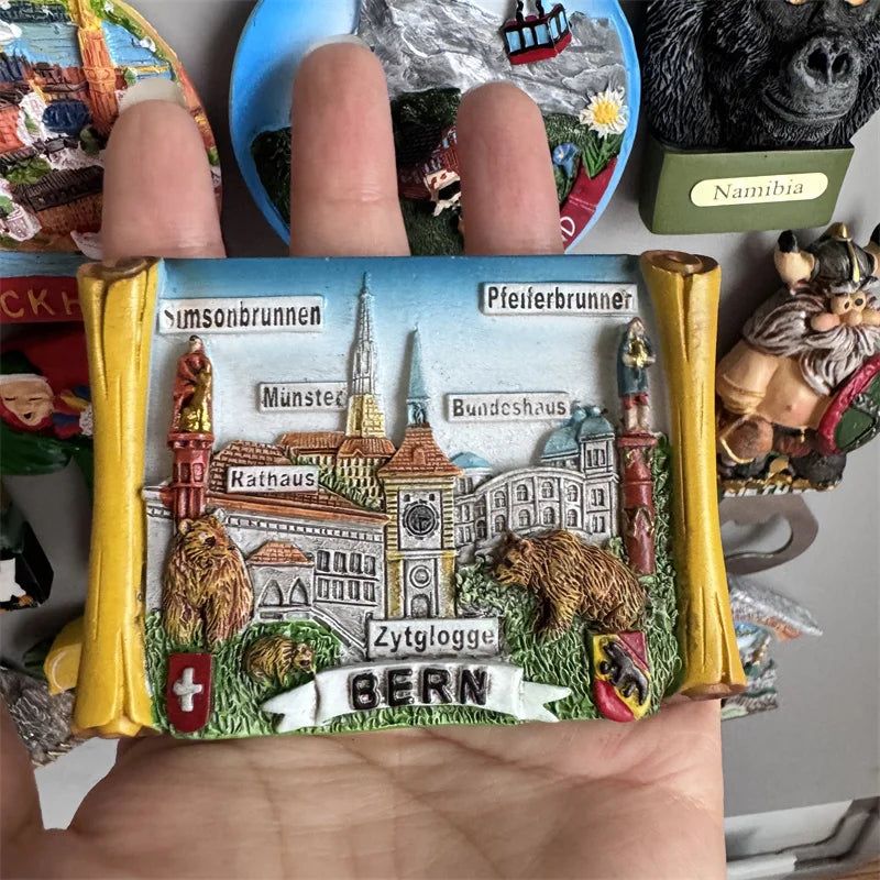 Fridge Magnets Paris Riga Hungary Frankfurt Hamburg Sweden Zurich zermatt BERN Switzerland New York Mexico India Iceland Lietuva - Grand Goldman