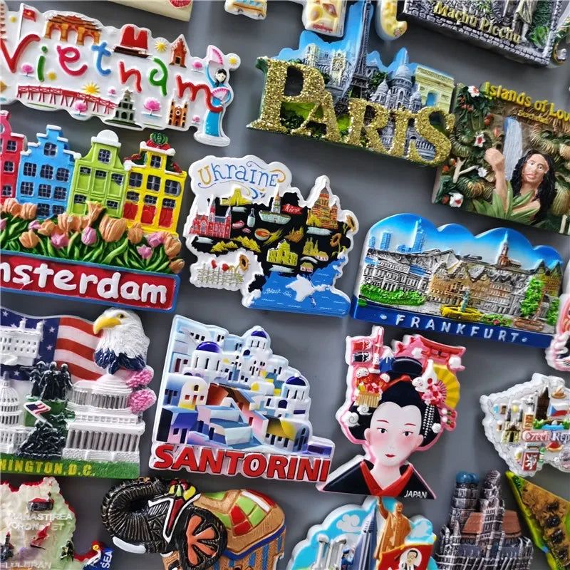 Fridge Magnets Peru Israel Romania Thailand Frankfurt Czech Vietnam Korea Ukraine Paris Holland California Souvenir Home Decor - Grand Goldman