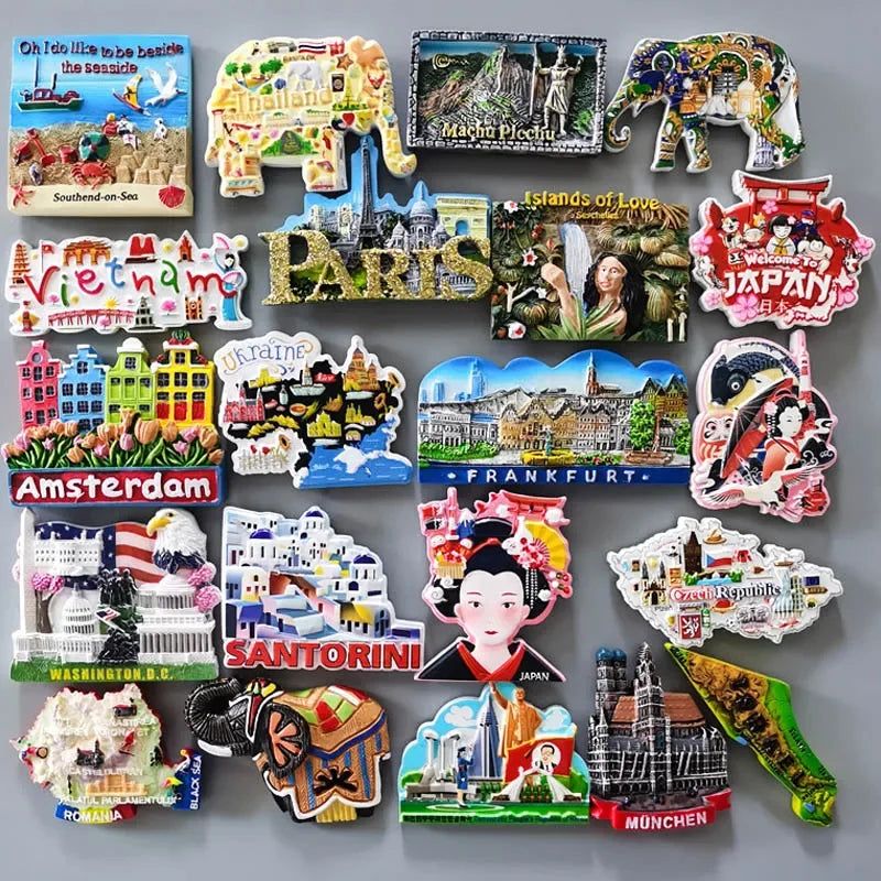 Fridge Magnets Peru Israel Romania Thailand Frankfurt Czech Vietnam Korea Ukraine Paris Holland California Souvenir Home Decor - Grand Goldman