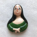Fridge Magnets Set Mona Lisa Van Gogh Painting Pearl Girl 3D Magnet Decorative Stickers on The Fridge Souvenirs for The House - Grand Goldman