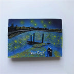 Fridge Magnets Set Mona Lisa Van Gogh Painting Pearl Girl 3D Magnet Decorative Stickers on The Fridge Souvenirs for The House - Grand Goldman