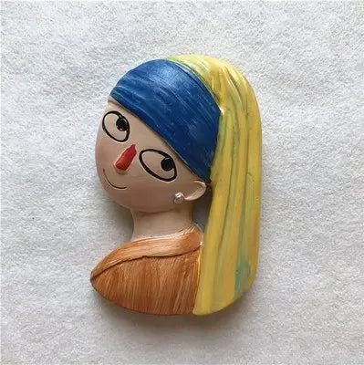 Fridge Magnets Set Mona Lisa Van Gogh Painting Pearl Girl 3D Magnet Decorative Stickers on The Fridge Souvenirs for The House - Grand Goldman