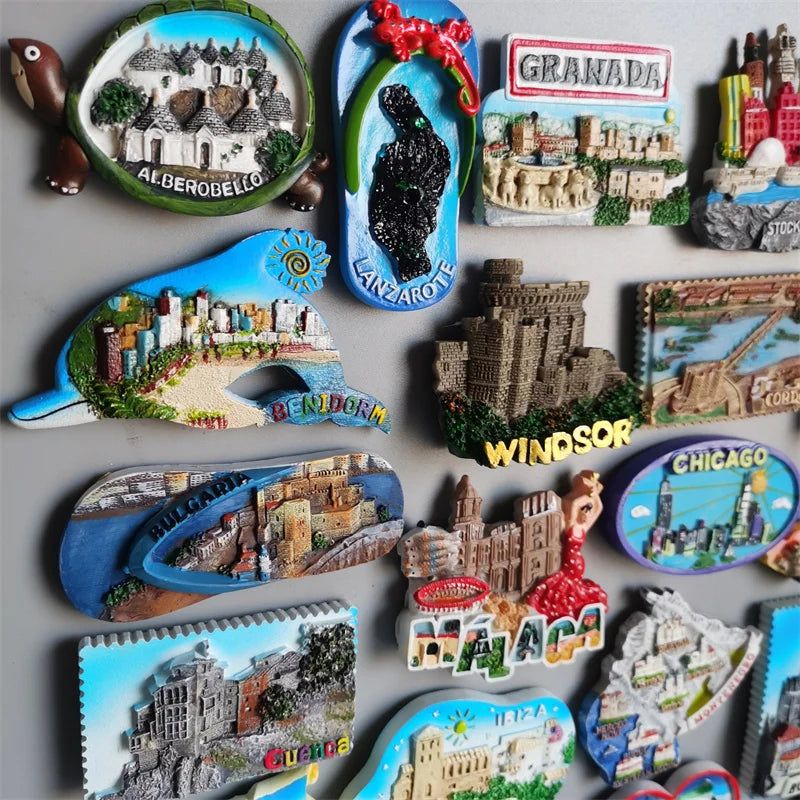 Fridge Magnets Spain Hamburg Germany Croatia Montenegro Sweden Bali Maldives Chicago USA Dubai India Lanzarote Collection Gifts - Grand Goldman