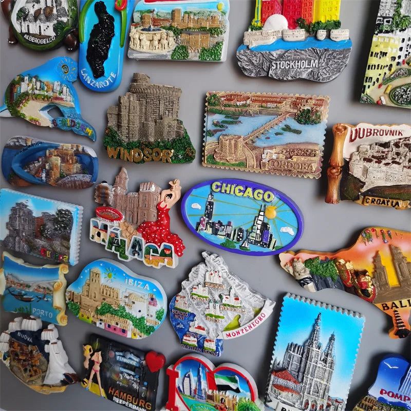 Fridge Magnets Spain Hamburg Germany Croatia Montenegro Sweden Bali Maldives Chicago USA Dubai India Lanzarote Collection Gifts - Grand Goldman