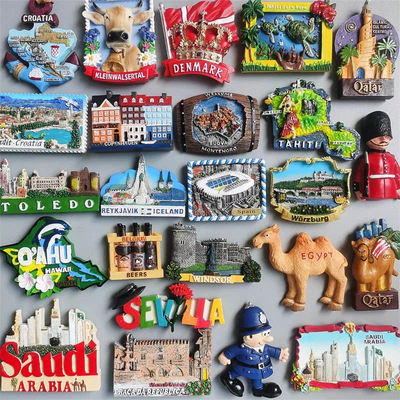 Fridge Magnets Tahiti France Denmark Spain Croatia Saudi Arabia Hawaii Saipan Egypt Qatar ICELAND BUDVA Germany Magnetic Sticker - Grand Goldman