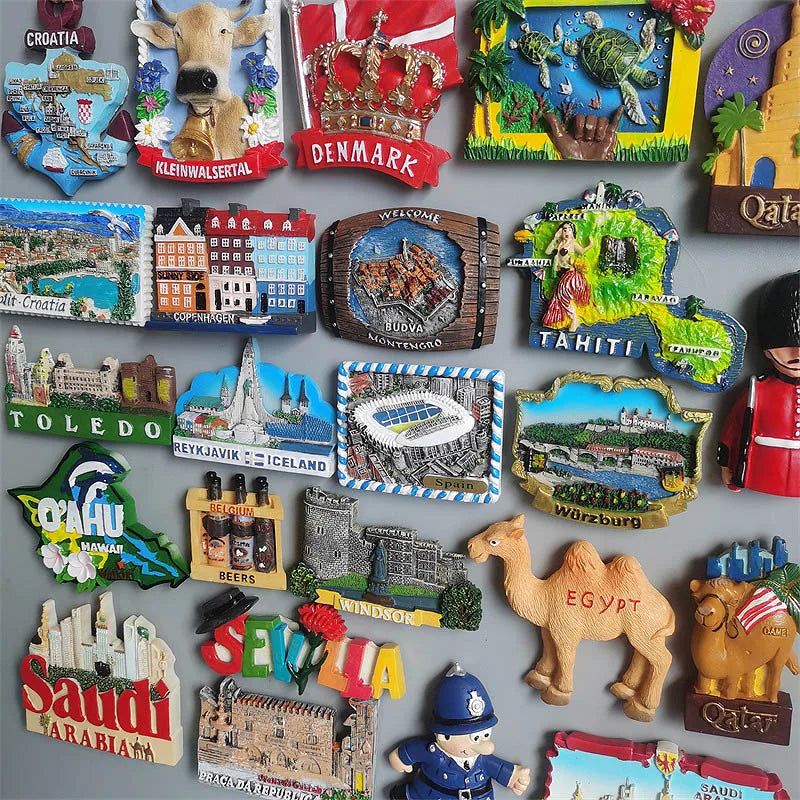 Fridge Magnets Tahiti France Denmark Spain Croatia Saudi Arabia Hawaii Saipan Egypt Qatar ICELAND BUDVA Germany Magnetic Sticker - Grand Goldman