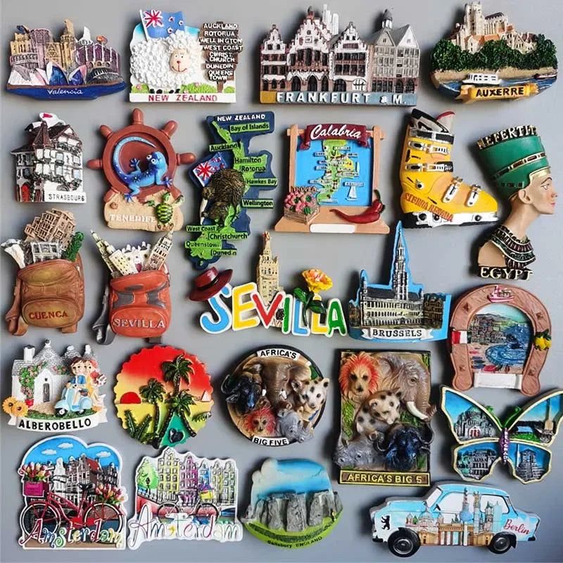 Fridge Magnets Tourist Souvenir France New Zealand Frankfurt Nevada Tenerife Spain Egypt Brussels Africa Amsterdam Berlin Saipan - Grand Goldman