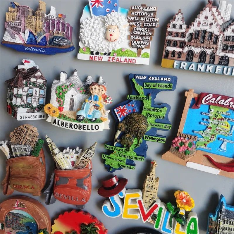 Fridge Magnets Tourist Souvenir France New Zealand Frankfurt Nevada Tenerife Spain Egypt Brussels Africa Amsterdam Berlin Saipan - Grand Goldman
