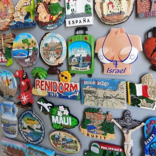 Fridge Magnets Tourist Souvenir Israel Roma Hawaii Switzerland Finland Spain Rupit Moster Capetown Korea Crete Budva Bremen Gift - Grand Goldman