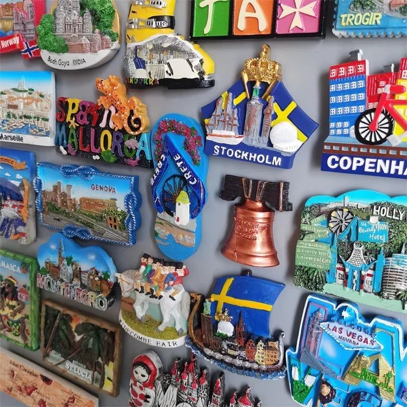 Fridge Magnets Tourist Souvenir Marseille France Copenhagen Denmark Norway Spain Stockholm Sweden USA Grete Greece Germany Gifts - Grand Goldman
