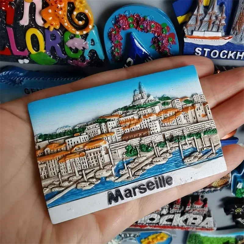 Fridge Magnets Tourist Souvenir Marseille France Copenhagen Denmark Norway Spain Stockholm Sweden USA Grete Greece Germany Gifts - Grand Goldman