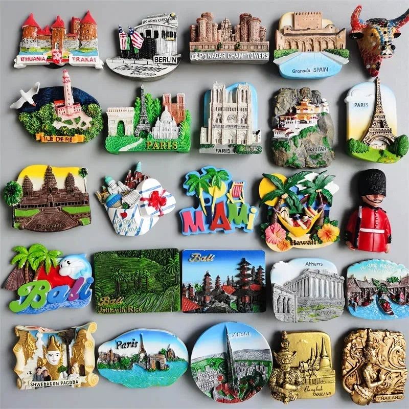 Fridge Magnets Travel Souvenir Vietnam Myanmar Lithuania Miami Hawaii Berlin Cambodia Bhutan Finland Bali Paris Home Decorations - Grand Goldman