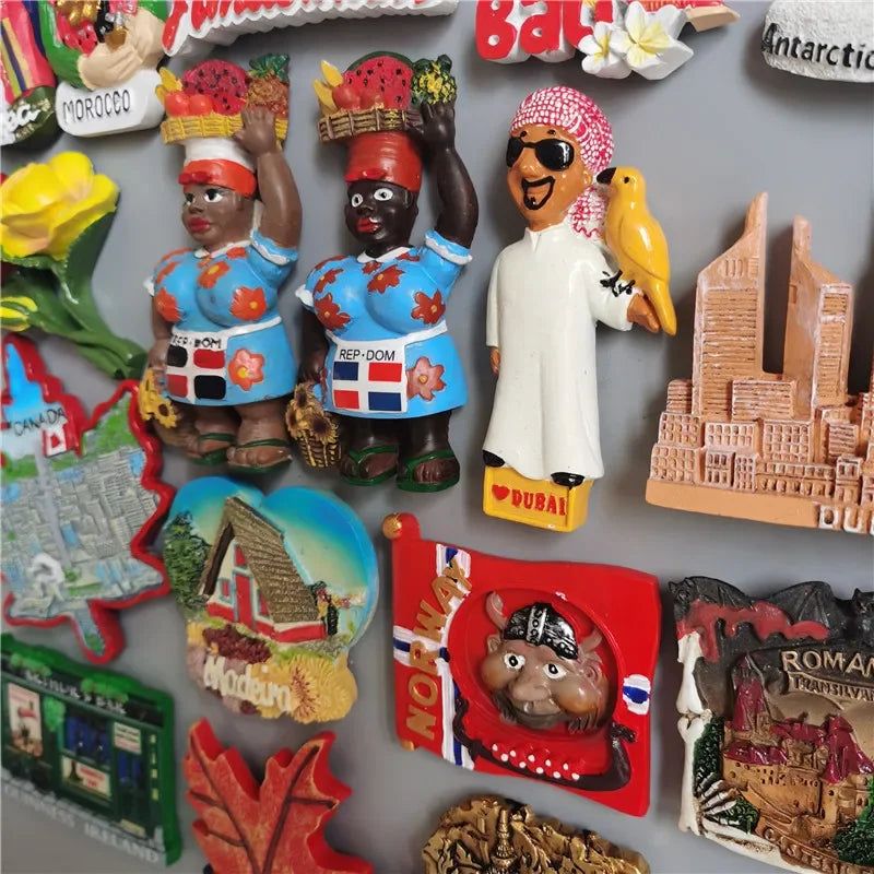 Fridge Magnets Would Tourist Souvenir Norway Dominicana Madrid Morocco Holland Korea Bali Thailand 3d Resin sticker Home Decor - Grand Goldman