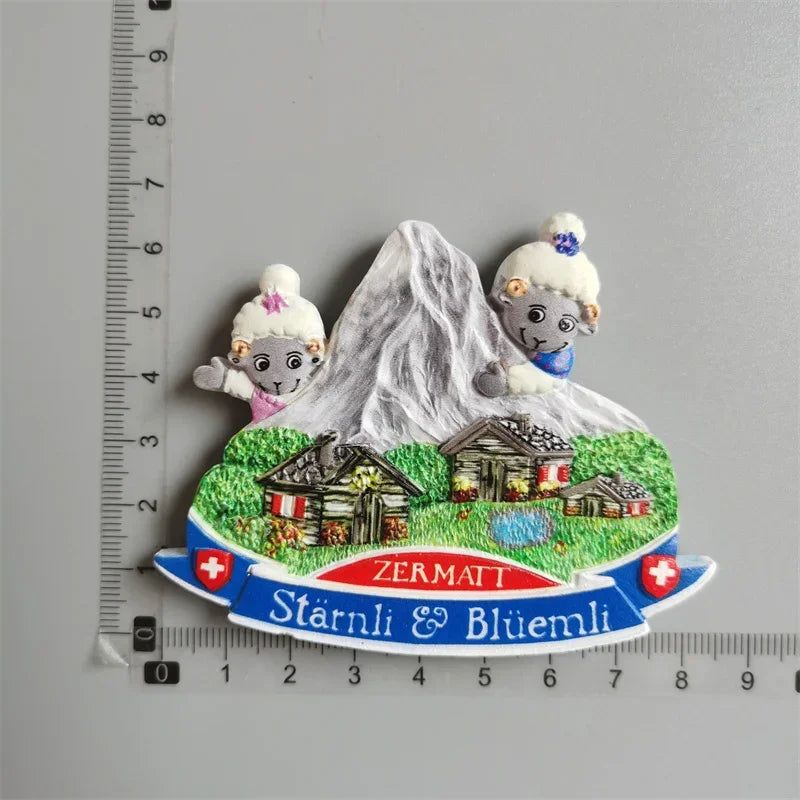 Fridge Magnets of Switzerland Geneva Berne Wolli Zermatt BERLIN Germany Car Vienna Salzburg Mozart Austria Collection Home Decor - Grand Goldman