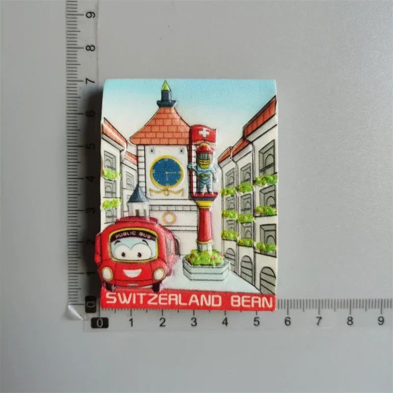 Fridge Magnets of Switzerland Geneva Berne Wolli Zermatt BERLIN Germany Car Vienna Salzburg Mozart Austria Collection Home Decor - Grand Goldman
