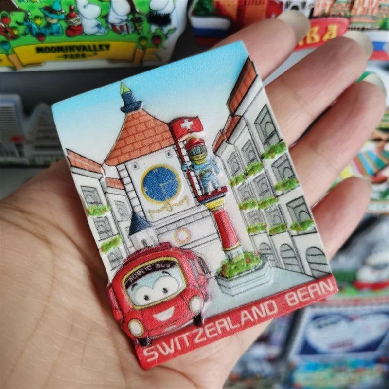 Fridge Magnets of Switzerland Geneva Berne Wolli Zermatt BERLIN Germany Car Vienna Salzburg Mozart Austria Collection Home Decor - Grand Goldman