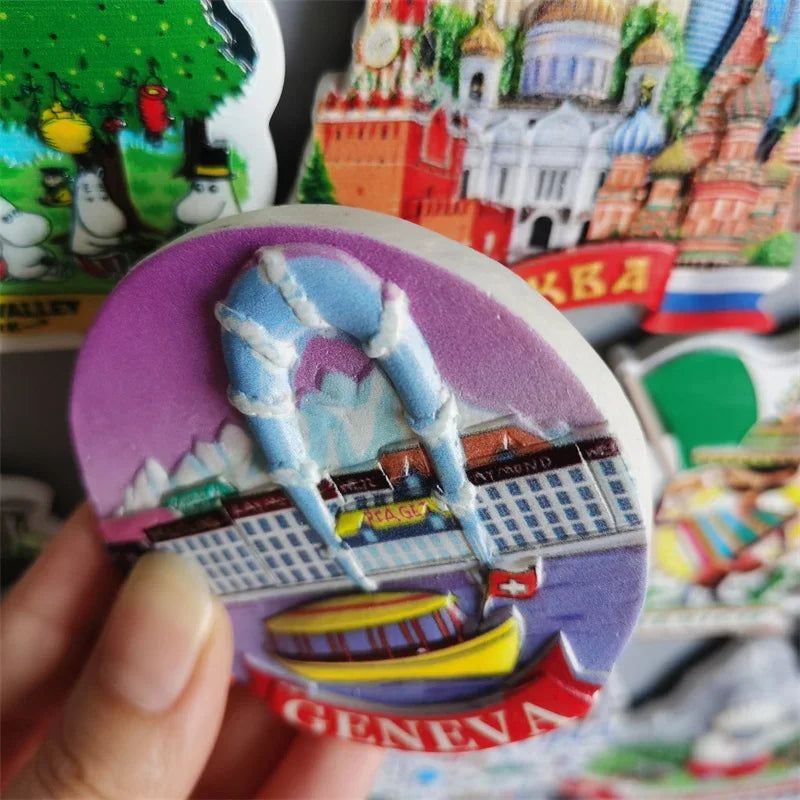 Fridge Magnets of Switzerland Geneva Berne Wolli Zermatt BERLIN Germany Car Vienna Salzburg Mozart Austria Collection Home Decor - Grand Goldman