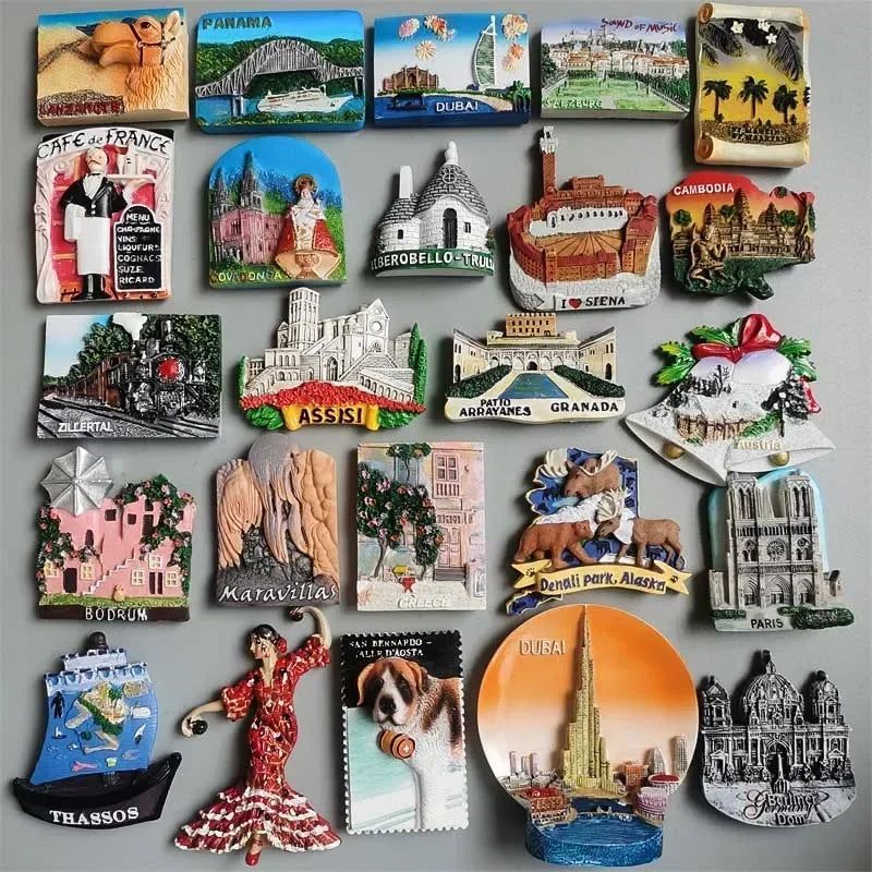 Fridge magnet Panama Dubai France Italy Cambodia Turkey Italy Greece Germany Switzerland Tourism Souvenir Refrigerator Sticker - Grand Goldman