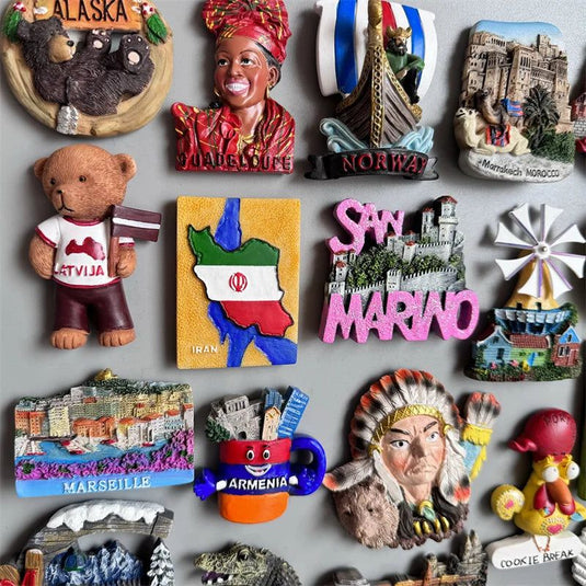 Fridge magnets Budapest Cordoba Tahiti Luxembourg Jamaica Portugal Indian Denmark Armenia Marseille  Iran Morocco Norway Latvia - Grand Goldman