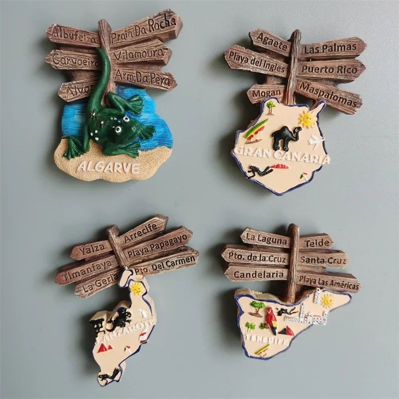 Fridge magnets Lanzarote Tenerife Gran canaria Algarve Canada Monaco Jerusalem South Africa Frankfurt Germany tourist souvenir - Grand Goldman