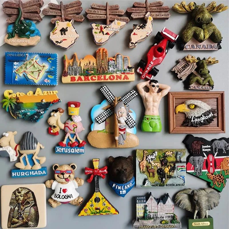 Fridge magnets Lanzarote Tenerife Gran canaria Algarve Canada Monaco Jerusalem South Africa Frankfurt Germany tourist souvenir - Grand Goldman