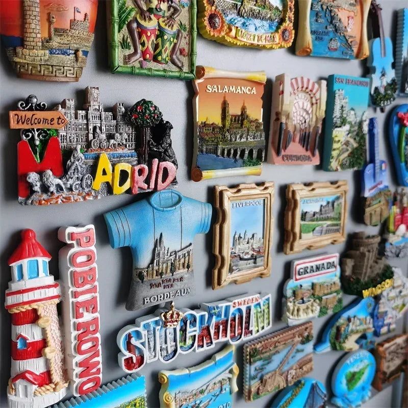 Fridge magnets Pompeii Italy GRAZ Austria Cordora Mardrid Croatia Bordeaux Liverpool Stockholm Sweden Porto Bulgaria Chicago USA - Grand Goldman