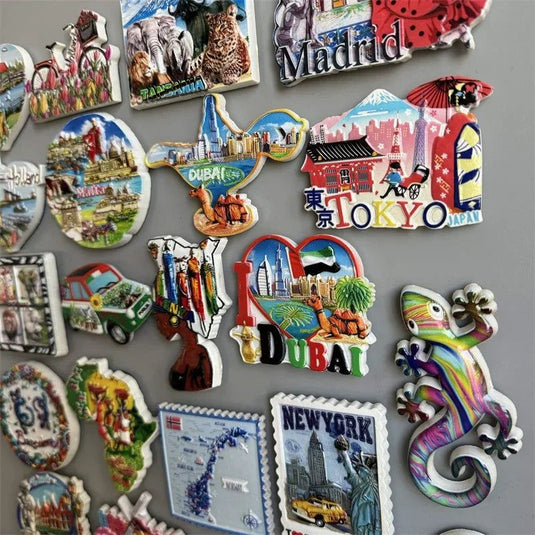 Fridge magnets Tourist Souvenir Magnetic Sticker Spain Ireland Norway Holland Dubai Japan Kenya Belgium Tanzania Malta New York - Grand Goldman