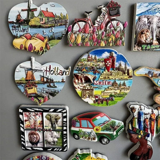 Fridge magnets Tourist Souvenir Magnetic Sticker Spain Ireland Norway Holland Dubai Japan Kenya Belgium Tanzania Malta New York - Grand Goldman