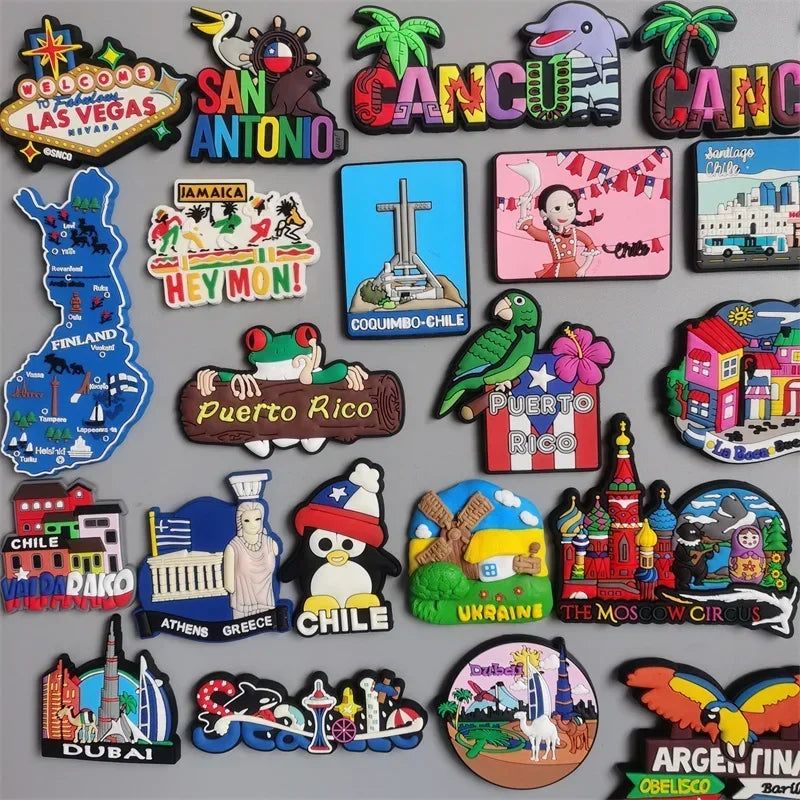 Fridge magnets tourist souvenir Las vegas Seattle Finland Argentina Cancun Mexico Jamaica Chile Greece Ukraine Puerto Rico Dubai - Grand Goldman