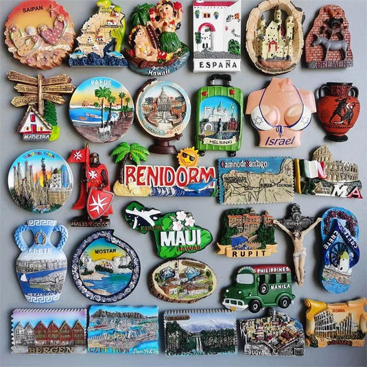 Fridge Magnets Tourist Souvenir Israel Roma Hawaii Switzerland Finland Spain Rupit Moster Capetown Korea Crete Budva Bremen Gift - Grand Goldman