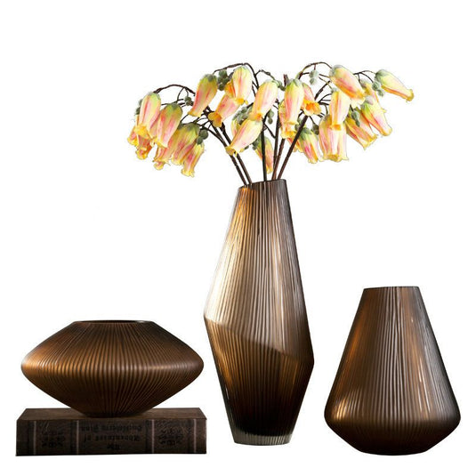 Frosted Glass Vase Home Soft Flower Arrangement Vase Ornaments - Grand Goldman