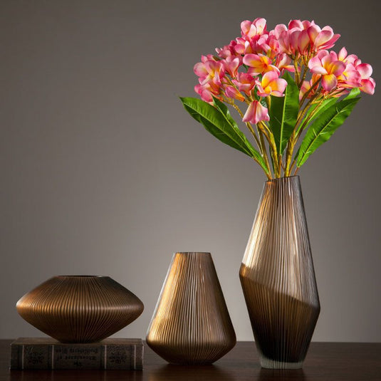 Frosted Glass Vase Home Soft Flower Arrangement Vase Ornaments - Grand Goldman