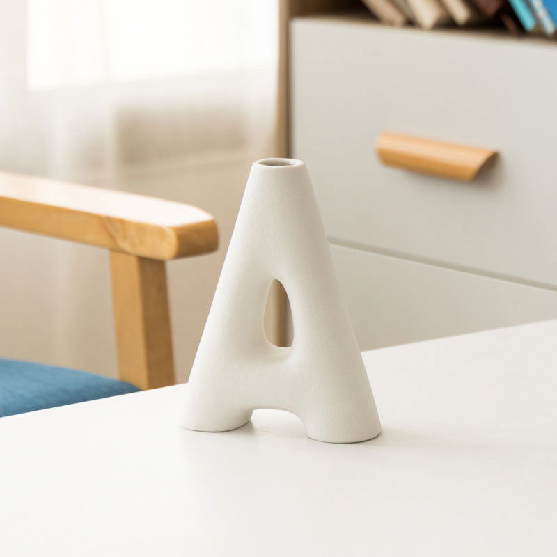 Frosted Letters AB Ceramic Vase Decoration European Retro Large-caliber Matte - Grand Goldman