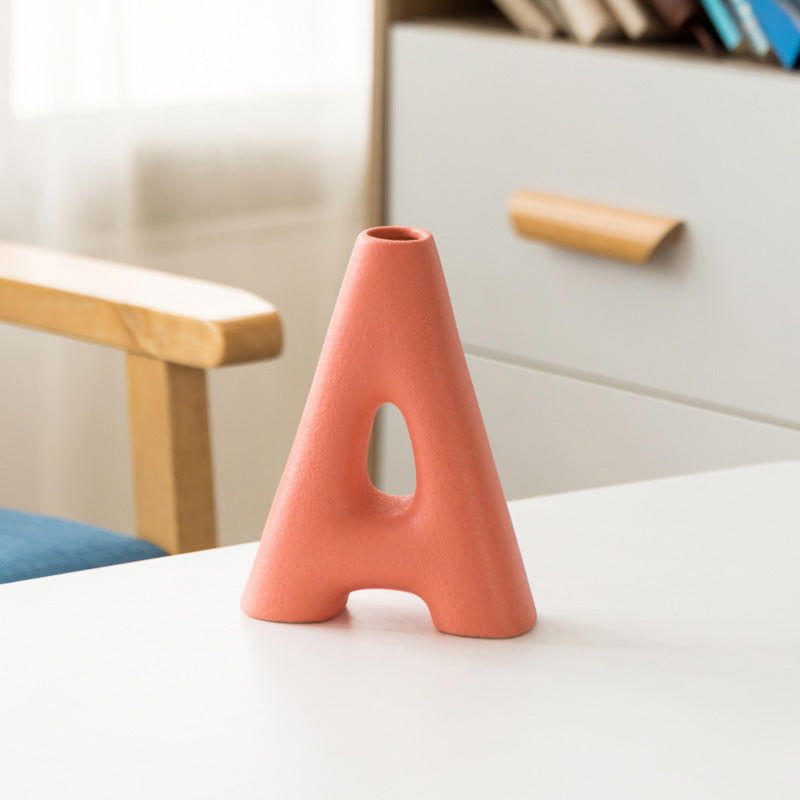 Frosted Letters AB Ceramic Vase Decoration European Retro Large-caliber Matte - Grand Goldman