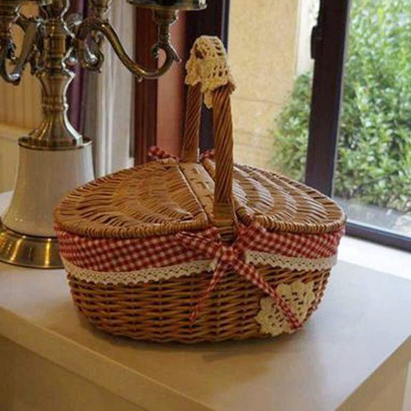 Fruit Basket Craft Basket Rural Round 20-30 Basket Wicker Basket Japanese Style - Grand Goldman
