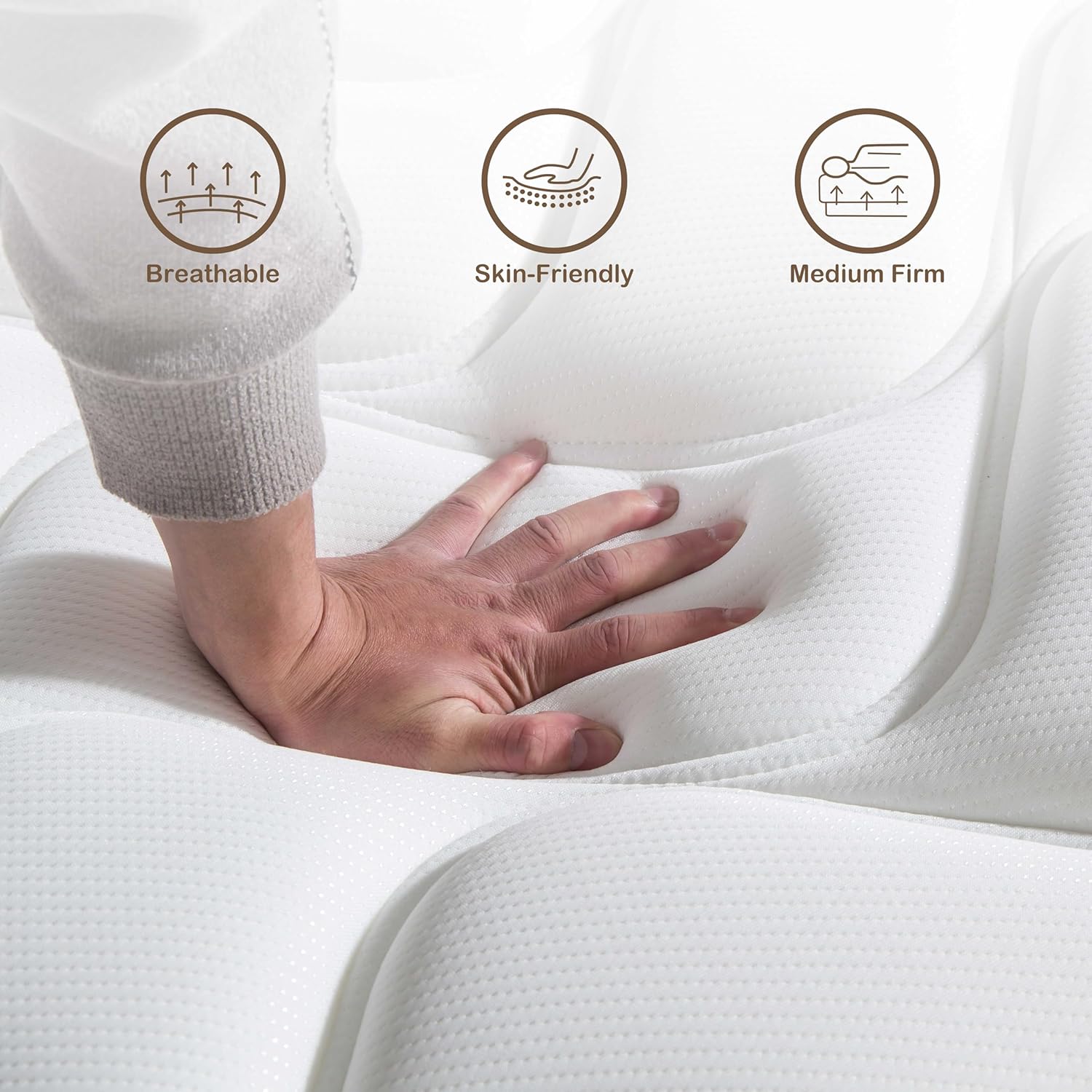 Full Mattress,10 Inch Full Size Mattress in a Box,Gel Memory Foam and Innerspring Hybrid Mattress with Individual Pocket Spring for Motion Isolation,Pressure Relief,Medium Firm Feel - Grand Goldman