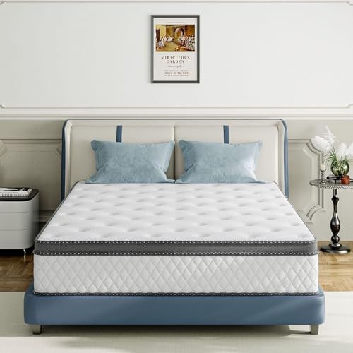 Full Mattress, 10 Inch Medium Firm Hybrid Mattress with Bamboo Charcoal Gel Memory Foam and Pocketed Springs, Full Size Mattress in a Box with Pressure Relief and Support, CertiPUR-US Certified - Grand Goldman
