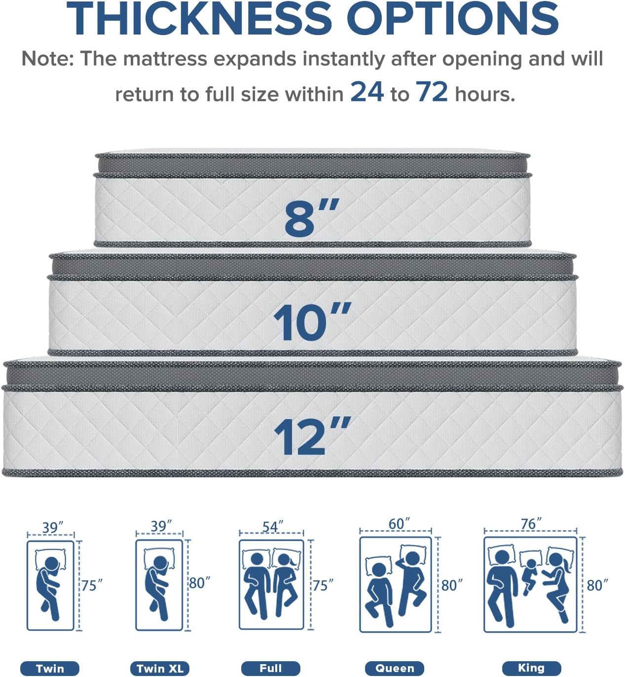 Full Mattress, 10 Inch Medium Firm Hybrid Mattress with Bamboo Charcoal Gel Memory Foam and Pocketed Springs, Full Size Mattress in a Box with Pressure Relief and Support, CertiPUR-US Certified - Grand Goldman