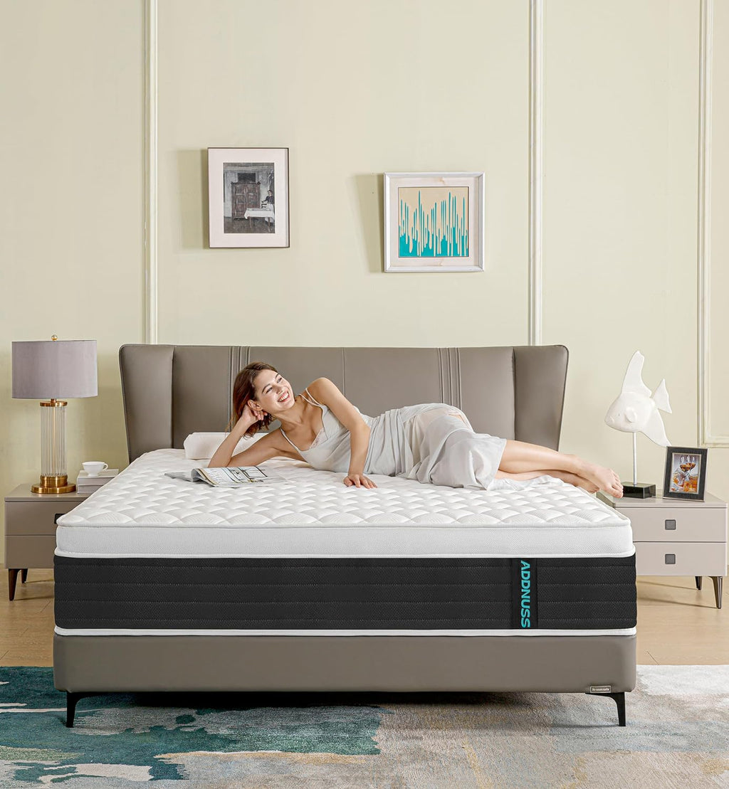 Full Mattresses,Hybrid 12 Inch Full Mattress in a Box,Memory Foam & Individually Pocket Spring for Pain Relief,Medium Firm Black Full Mattress,Pressure Relief,Certified. - Grand Goldman