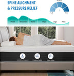 Full Mattresses,Hybrid 12 Inch Full Mattress in a Box,Memory Foam & Individually Pocket Spring for Pain Relief,Medium Firm Black Full Mattress,Pressure Relief,Certified. - Grand Goldman