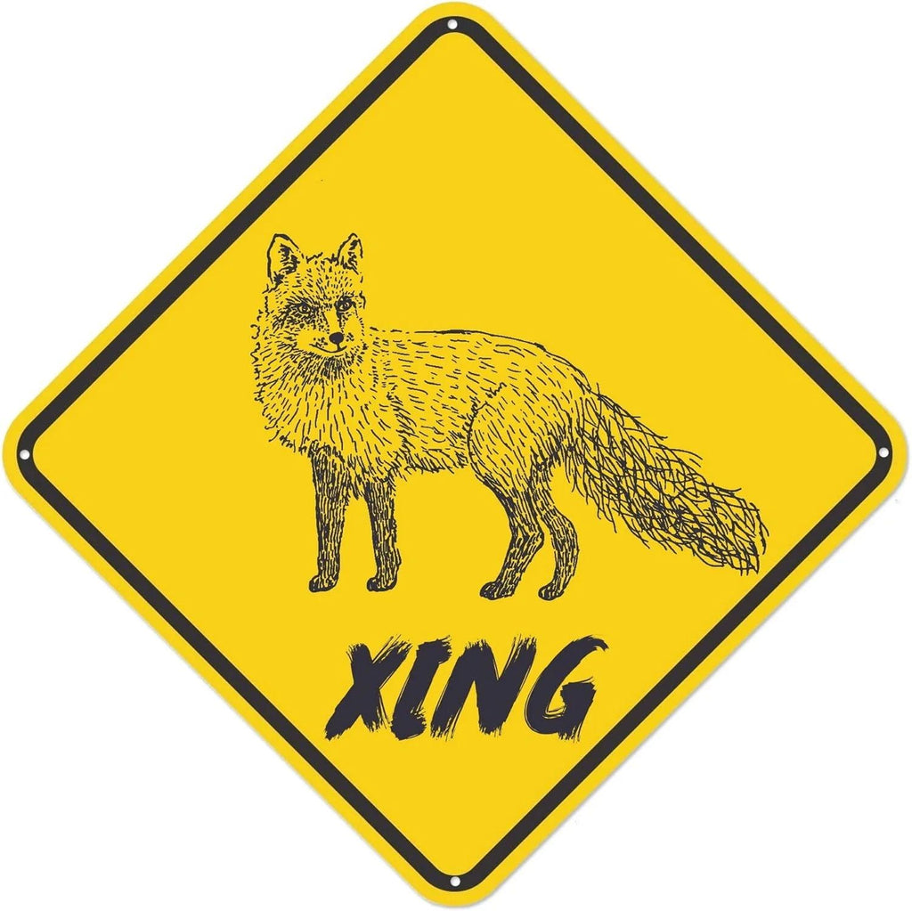 Funny Metal Tin Sign Bear Panda Turtle Mouse Xing Caution Crossing Sign Wildlife Gift for Indoor Outdoor Wall Decor Square Sign - Grand Goldman