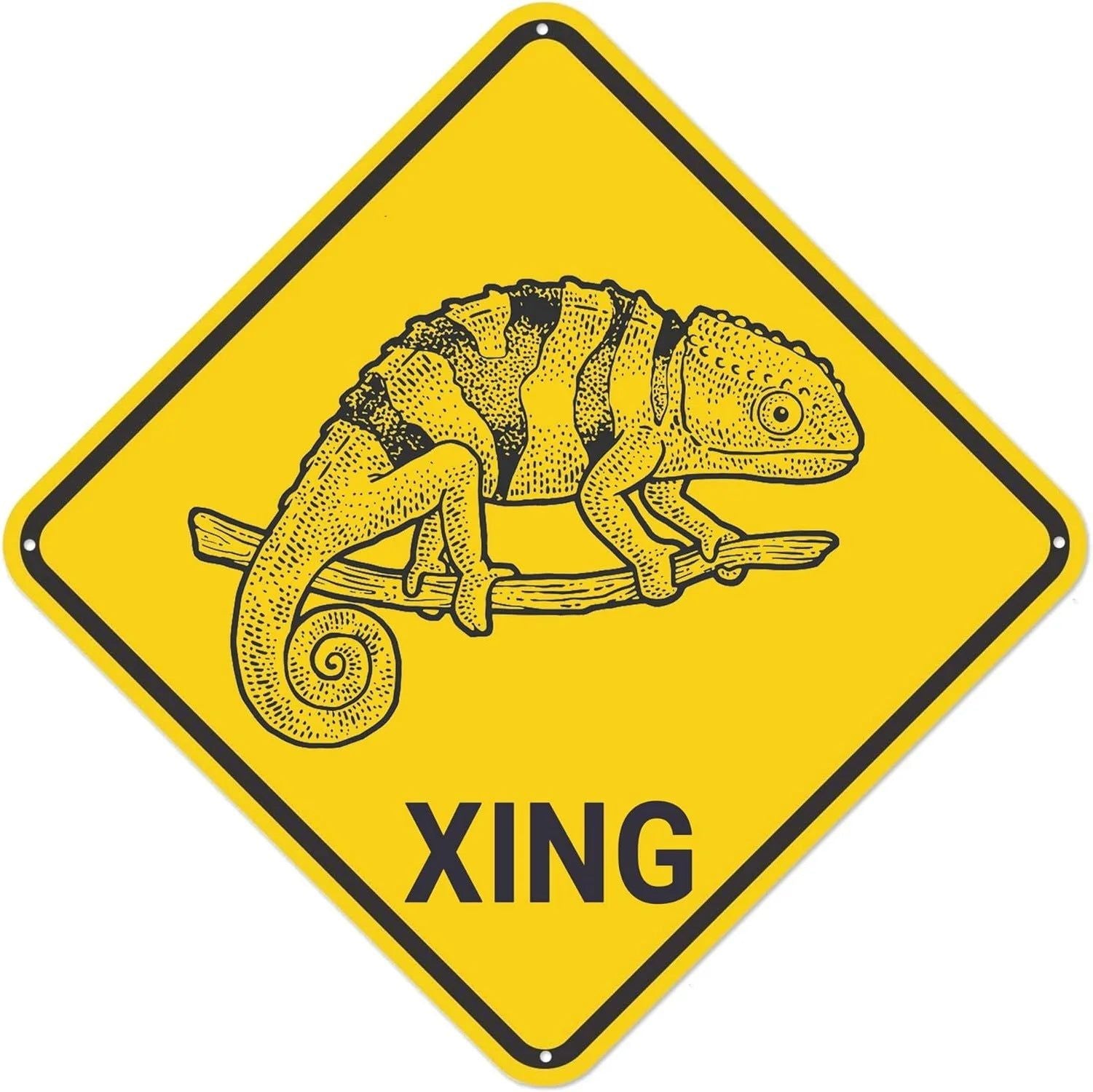 Funny Metal Tin Sign Bear Panda Turtle Mouse Xing Caution Crossing Sign Wildlife Gift for Indoor Outdoor Wall Decor Square Sign - Grand Goldman
