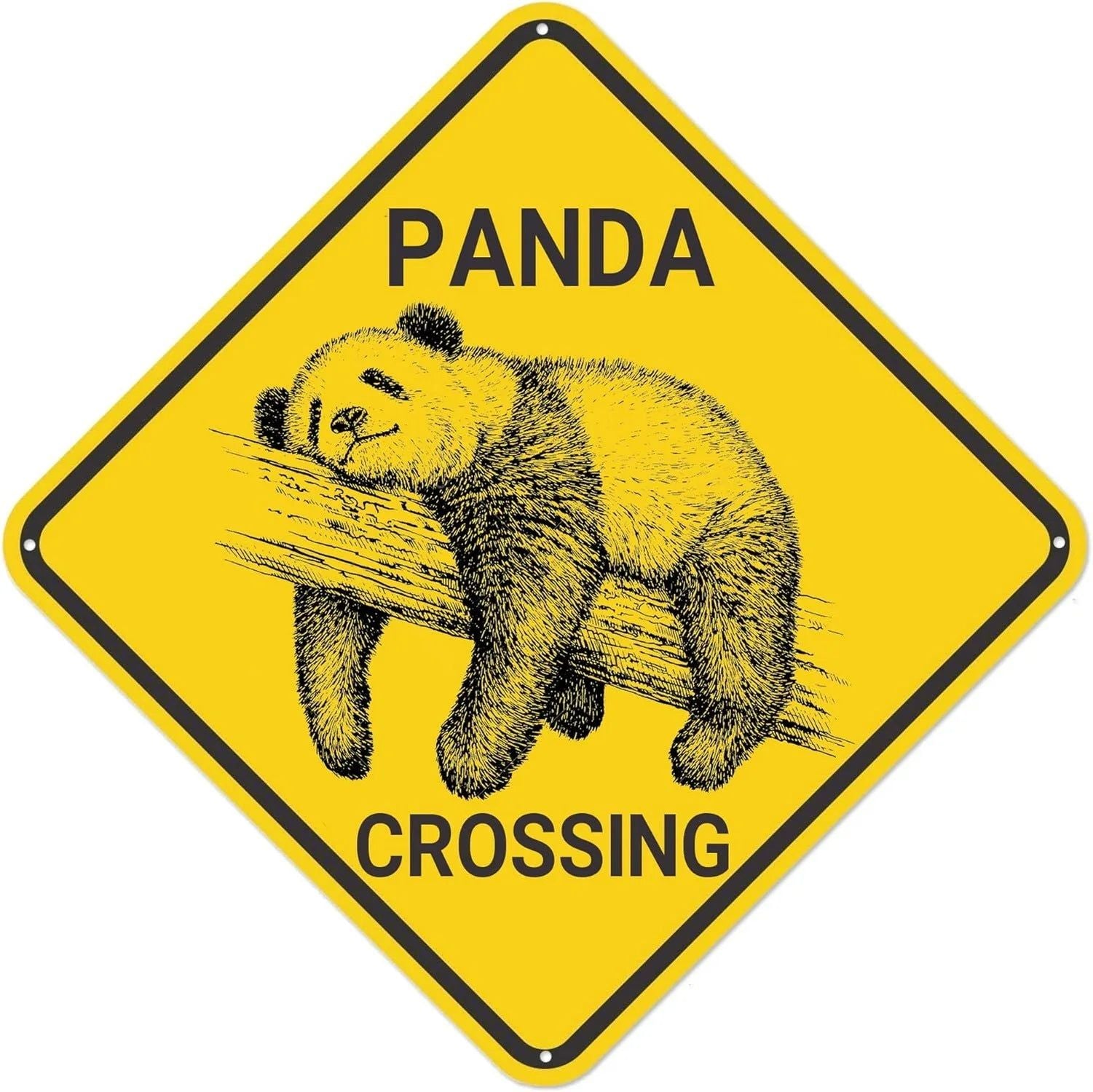 Funny Metal Tin Sign Bear Panda Turtle Mouse Xing Caution Crossing Sign Wildlife Gift for Indoor Outdoor Wall Decor Square Sign - Grand Goldman