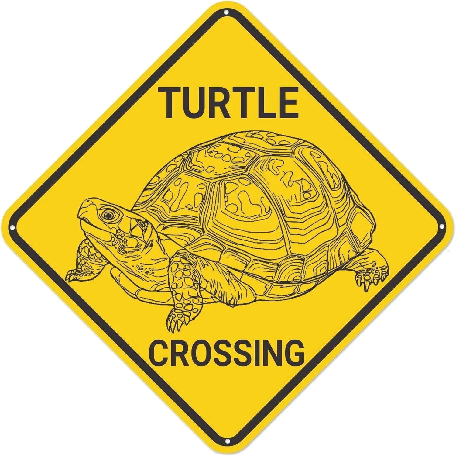 Funny Metal Tin Sign Bear Panda Turtle Mouse Xing Caution Crossing Sign Wildlife Gift for Indoor Outdoor Wall Decor Square Sign - Grand Goldman