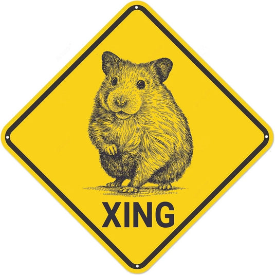 Funny Metal Tin Sign Bear Panda Turtle Mouse Xing Caution Crossing Sign Wildlife Gift for Indoor Outdoor Wall Decor Square Sign - Grand Goldman